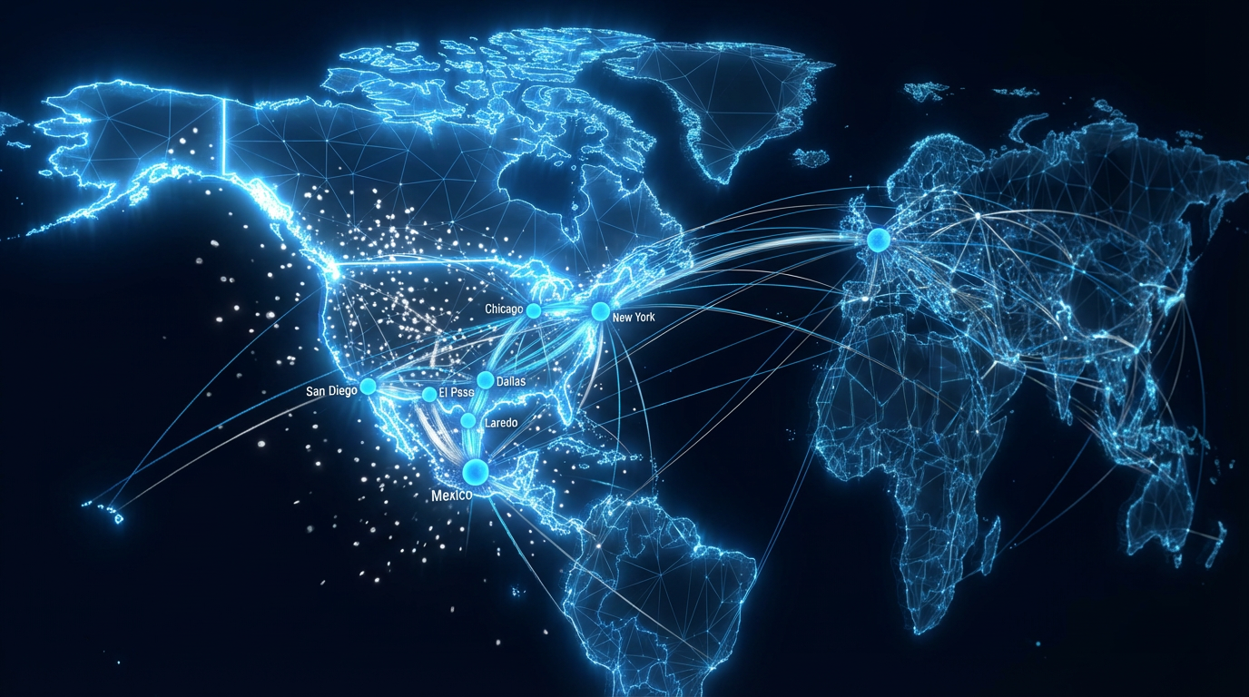 Global logistics network connecting Mexico and USA